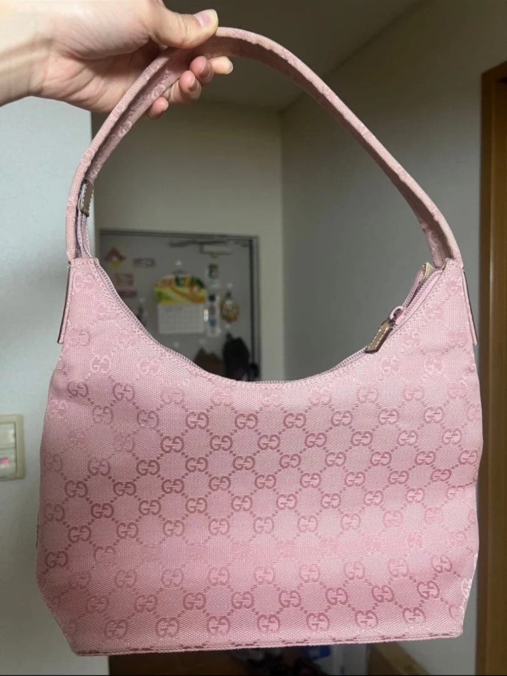 Gucci Pink GG Monogram Shoulder Hobo